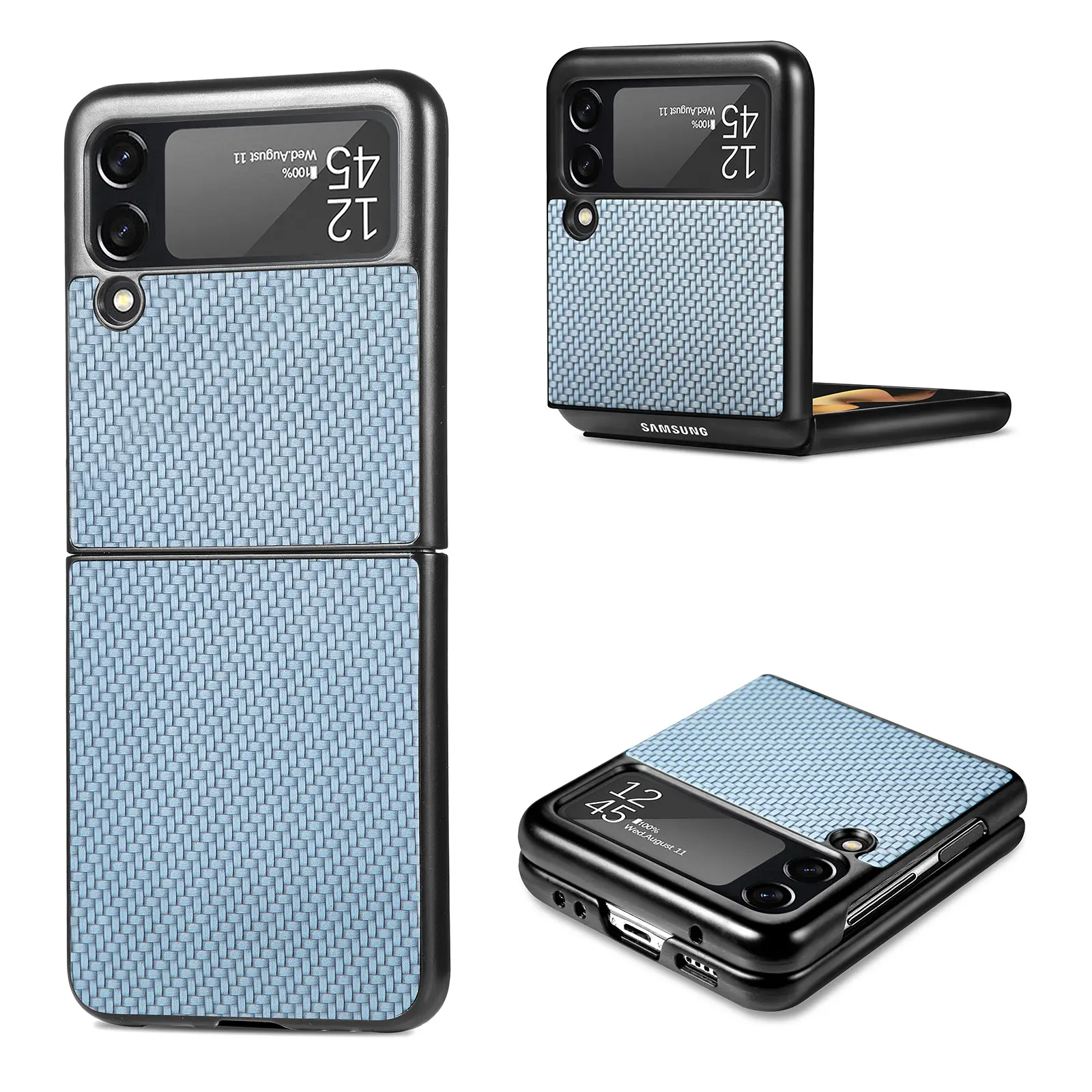 Coque de téléphone portable tong 3, étui en cuir en fibre de carbone pour samsung Galaxy Z