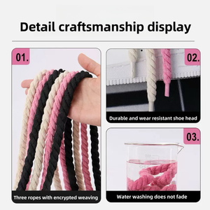 <span class=keywords><strong>2025</strong></span> nouveau gros 3 brins 7mm coton corde torsadée corde chaussures de sport lacets ronds épais corde lacets - Product Image 5