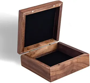 乡村小装饰棕色纪念品方形木制储物盒