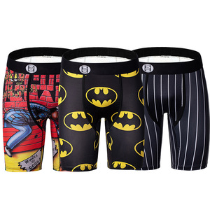 Caleçons Boxers <span class=keywords><strong>Homme</strong></span> Tricotés Respirants à Taille Mi-Haute, Imprimé Dessin Animé, Séchage Rapide, Effet Ventre Plat, Longueur Étendue, Sous-vêtements de Sport et Fitness - Product Image 3