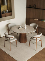 Table à manger ronde en dalle de pierre - Meuble de salle à manger moderne, minimaliste, écologique et durable pour petits espaces, hôtels, appartements