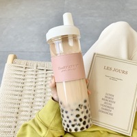 Bon marché Ins personnalisé 850ml grande capacité gobelet sans bpa voyage bouteille d'eau en plastique réutilisable avec paille/manchon