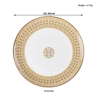 Service de table en céramique dorée de style européen, luxe léger, avec assiettes et tasses à café en porcelaine fine pour hôtels et restaurants occidentaux