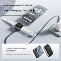 Câble de charge rapide tressé 2-en-1 double mode Type-C PD 100W, compatible avec les iPhones, les ordinateurs portables et les Apple Watch, avec charge magnétique sans fil