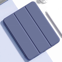 Étui magnétique pour tablette à trois volets, anti-pliage, avec dos transparent, emplacement pour stylet, protection intégrale avec airbag anti-collision