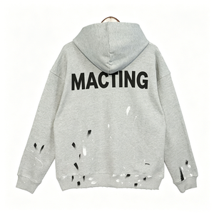 เสื้อฮู้ดดี้ผ้าฝรั่งเศสเนื้อหนักแบบวินเทจฟอกสีซีดจาง แต่งซิป ประดับคริสตัล สำหรับผู้ชาย - Product Image 2