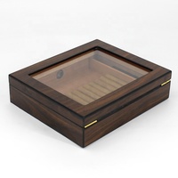Boîte vide à cigares en verre avec Logo personnalisé, vitrine en bois, humidificateur vide de bureau