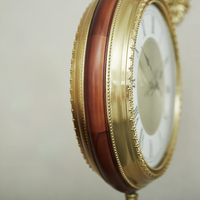 Jam Dinding Logam Gaya Eropa Retro Dua Sisi Custom Kayu Solid Dekorasi Jam Dua Sisi untuk Dekorasi Rumah Grosir Pabrik