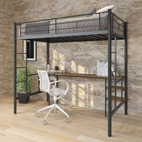 Lit superposé moderne et minimaliste pour chambre à coucher, avec bureau intégré, lit simple supérieur, lit double, structure en fer, lit à deux niveaux haut et bas