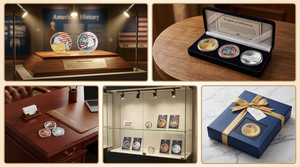 Pièces de collection en métal doré 3D, plaquées or, avec relief coloré, commémoratives du 250e anniversaire des États-Unis, épingles en émail, en gros - Product Image 5