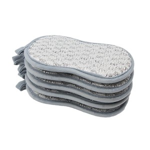 Double Sided <b>Silver</b> <b>Wire</b> Scrubber Pad For Kitchen Pot Cleaning <b>Silver</b> Gray Rectangle Shape - Product Image 5