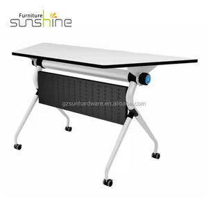 <span class=keywords><strong>Bureau</strong></span> de classe et chaise étudiant combinaison Table pliante formation ventilateur ovale avec roues confortable plastique de haute qualité - Product Image 6