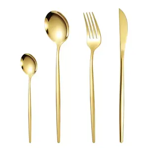 Christmas Gift Silverware Sets SUS304 Stainless Steel Cutlery Set Gold Flatware Set
