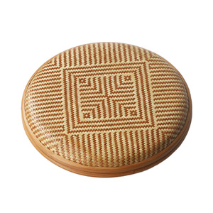Handmade <b>Bamboo</b> Woven Tea Cake Box Round Rattan Tea Storage <b>Container</b> For Pu'er Tea Set Accessories - Product Image 5