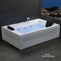 Baignoire de massage à remous en acrylique blanc pour 2 personnes avec télécommande USB de 1,8 mètre, téléviseur/DVD de luxe intégré
