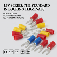Terminali a Forcella con Blocco di Sicurezza Serie LSV 22-10 AWG, Connettori a Crimpare Isolati in Rame Stagnato Opaco, Misure M3.5 M4 M5 M6