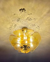 Plafonnier en verre vert de style européen, lustre à fleurs, éclairage suspendu pour chambre de filles, chambre, salon, maison, éclairage