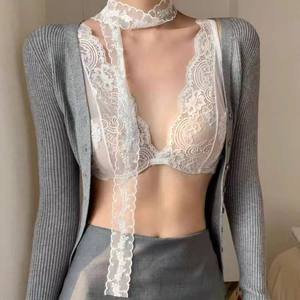 <strong>Sexy</strong> Lace Bra Set Seamless Ultra Thin Underwear Women Comfort Tank Embroidery Bandeau Underwear Push up Bra Lingerie Panty Set - Product Image 1