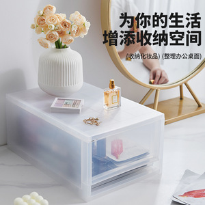 Transparent Desktop <b>Storage</b> Box With <b>Drawers</b> Large Capacity <b>Stackable</b> For Makeup And Office Organization - Product Image 1