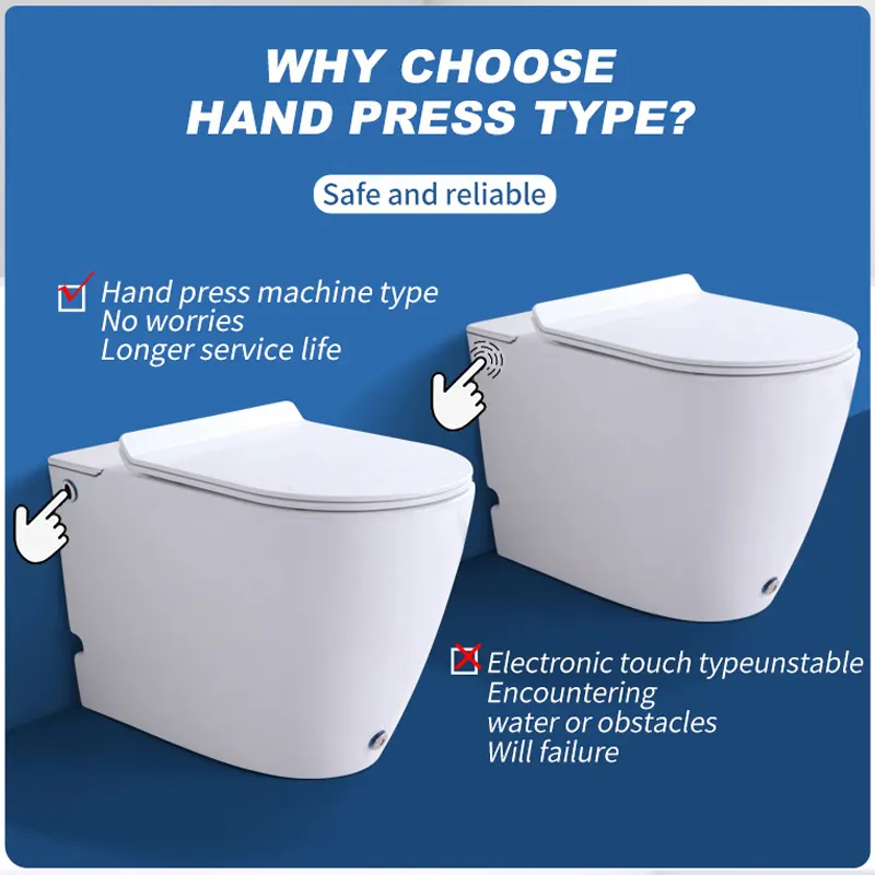 Kamar Mandi Tanpa Tangki Air Wc Tankless No Cistern Pulse Toilet Keramik Lantai Terpasang Toilet dengan Baterai