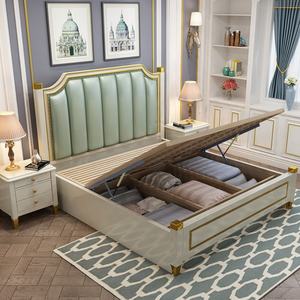 เฟอร์นิเจอร์ห้องนอนเจ้าหญิงสไตล์โมเดิร์นสุดหรู เตียงดีไซน์เนอร์พร้อมชุดเครื่องนอนผ้าหุ้ม เตียงไม้แบบคู่พร้อมฐานเตียงสำหรับขนาดเตียงคู่ - Product Image 5