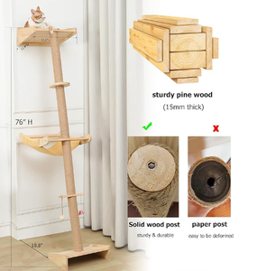 76 "tinggi ramping terhadap dinding pohon kucing dengan tempat tidur gantung kucing dinding furnitur untuk pendaki aktif dalam ruangan dengan hanya isap untuk jendela - Product Image 5