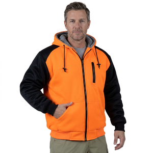 Men's Winter <b>Sherpa</b> <b>Fleece</b> Zip up Hoodie Velvet Work Sweatshirt Windproof Breathable Regular Fit Solid Pattern with Pocket - Product Image 4