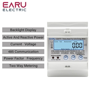 4P <strong>3</strong> Phase 4 Wires Two-way Bilateral Energy Meter Electricity <strong>Usage</strong> Meter Din Rail AC <strong>3</strong>*230/400V LCD Multifunction Display EA771 - Product Image 3