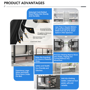 <span class=keywords><strong>Lit</strong></span> mezzanine moderne <span class=keywords><strong>en</strong></span> métal robuste avec barrières de sécurité pour studios, petites chambres, hôpitaux, hôtels - Product Image 3