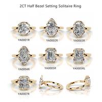 Bague en diamant de luxe avec demi-sertissage, plaquée or 18 carats S925, bagues en moissanite 2CT certifiées GRA