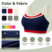 Soutien-gorge de sport personnalisé en nylon recyclé (80 %) et élasthanne (20 %) à double couche, contrastant, anti-humidité, extensible dans les 4 sens, pour l'entraînement et le yoga