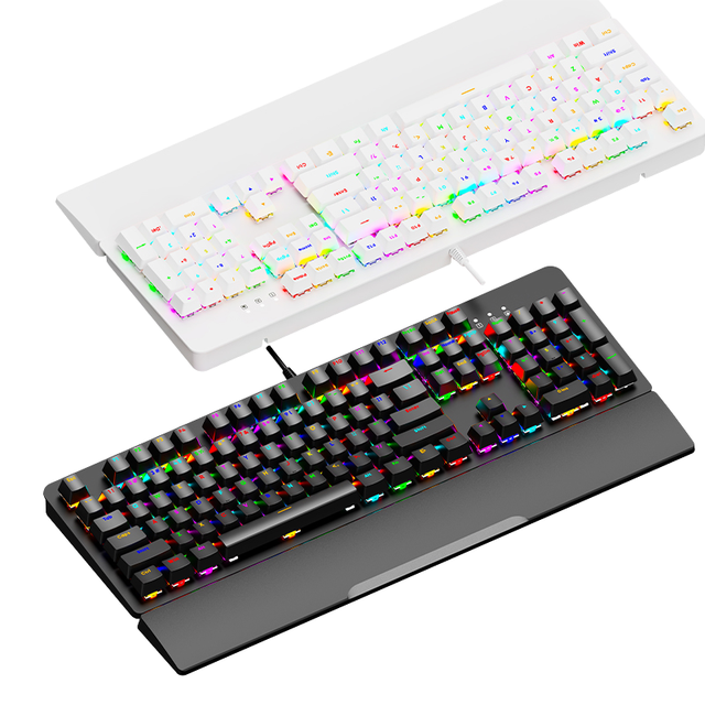 Customized AK104 104 Keys RGB Wired Mechanical Keyboard USB Interface with Red Switch Backlit Plastic for PC Gaming
