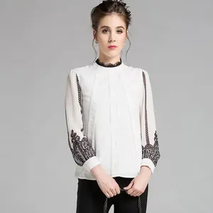 Lady fashion design mooie kwaliteit lange mouwen moslim blouse