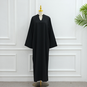 Nuovo arrivo 2026 abiti modesti semplici abiti da <span class=keywords><strong>donna</strong></span> musulmani chiusi Abito Abaya con tasche scollo a V in <span class=keywords><strong>lino</strong></span> misto abbigliamento islamico - Product Image 6
