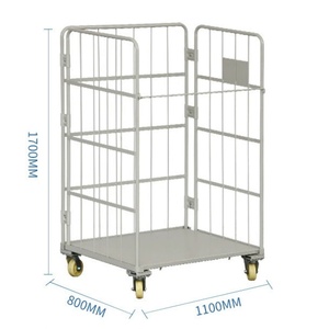 अनुकूलन योग्य 500 किलोग्राम ढहने योग्य धातु औद्योगिक तार जाल रोल ट्रॉली चार पहिया रसद हैंडलिंग गोदाम पाउडर कोटिंग - Product Image 2