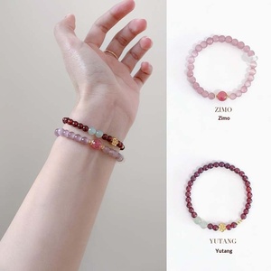 Bracelet perlé <span class=keywords><strong>en</strong></span> strass <span class=keywords><strong>de</strong></span> cristal rouge naturel, unisexe, luxe léger, exquis, haut <span class=keywords><strong>de</strong></span> gamme, <span class=keywords><strong>bijoux</strong></span> cadeau - Product Image 2