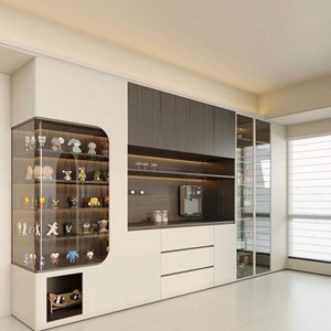 Two-Tone Modern Dining <b>Sideboard</b> - LED <b>Display</b> Nook & Wine Storage, Collectible+Beverage Organizer for Luxury Living-Kitchen - Product Image 4