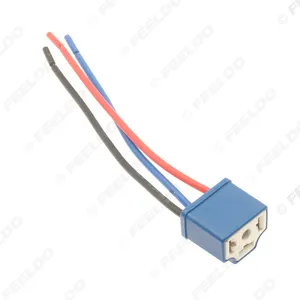 Conector de cerámica para faros delanteros de coche, adaptador de enchufe azul H4 hembra