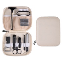 Kit de manucure professionnel classique en acier inoxydable noir portable avec coupe-ongles 9-en-1, tondeuse à cheveux, ouvre-bouteille, pour adultes