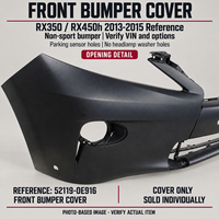 Cover Bumper Depan untuk RX350 RX450h 2013-2015 Non Sport dengan Lubang Sensor Parkir 52119-0E916 Pengganti