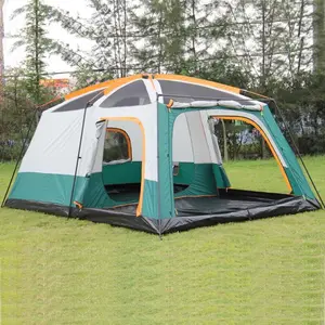 两间卧室和一间客厅户外野营6-12人防雨大帐篷双层野营帐篷