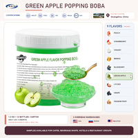 Boba Éclatante Pomme Verte 1,2 kg x 12 Cartons – Billes de Jus Croustillantes et Acidulées pour Bubble Tea, Limonade et Cocktails