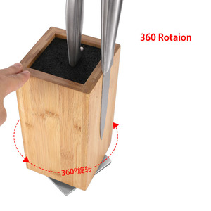 Blocco coltello in legno di 360 gradi ruotabile con magneti esterni e inserti in setola rimovibile spazio per il blocco coltelli - Product Image 4