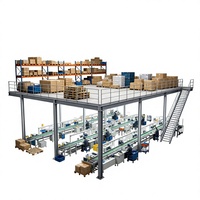 HONGXIN Étagère de mezzanine robuste en acier laminé à froid, sans boulons, réglable, avec revêtement en poudre anti-corrosion, personnalisable, 3 niveaux