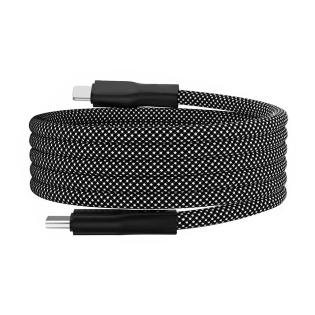 USB C to C Magnetic Coil Self-Winding Type C Fast Charging 60W PD Magnetic Charging Data Cable With Nylon Jacket for for Phone