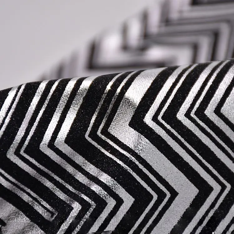 핫 Sales Stripe (eiffel tower) 패턴 부드러움 Manufacture Glitter Fabric 가죽