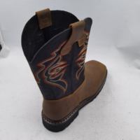 Chaussures en cuir véritable, bottes de sécurité montantes résistantes à l'huile, bottes de cowboy