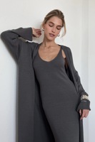 Ensemble robe et cardigan en tricot élégant et sexy pour femmes, robe longue à bretelles et ensemble robe