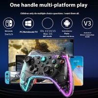 Manette de jeu sans fil transparente BT avec éclairage RGB, volant de jeu pour Switch Pro, Android TV Box - Double
