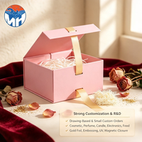 Boîte cadeau rectangulaire pliable de luxe avec ruban rose, fermeture magnétique, pour la fête des mères, mariage, boîtes en carton premium